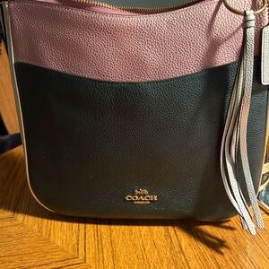 New Coach Three-Tone Pink and Blue Crossbody Bag and Wristlet